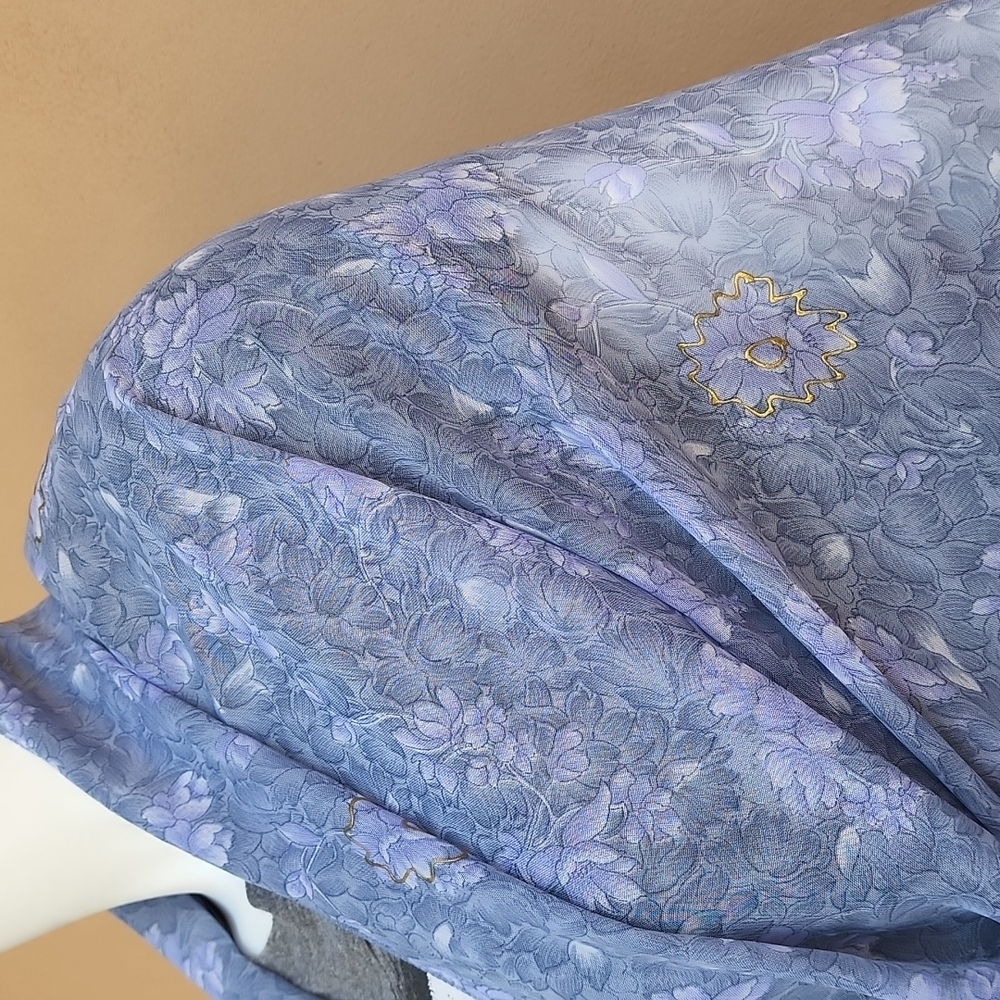 Oversized Handmade Scarf Wrap Sarong Cover Up from Indonesia Periwinkle Floral - Picture 7 of 16